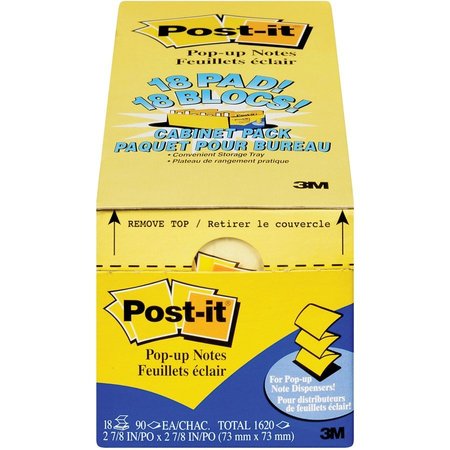 Post-It Note, Popup, 3X3, 18Pk, Canary Pk MMMR33018CP